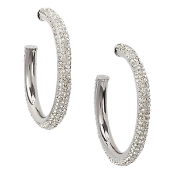 KATE SPADE • Silver Razzle Dazzle Hoop Crystal Earrings - Picture 1 of 5